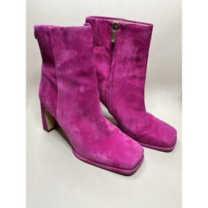 Sam Edelman Irie Square Toe Pink Suede Booties Boots Size 7.5W